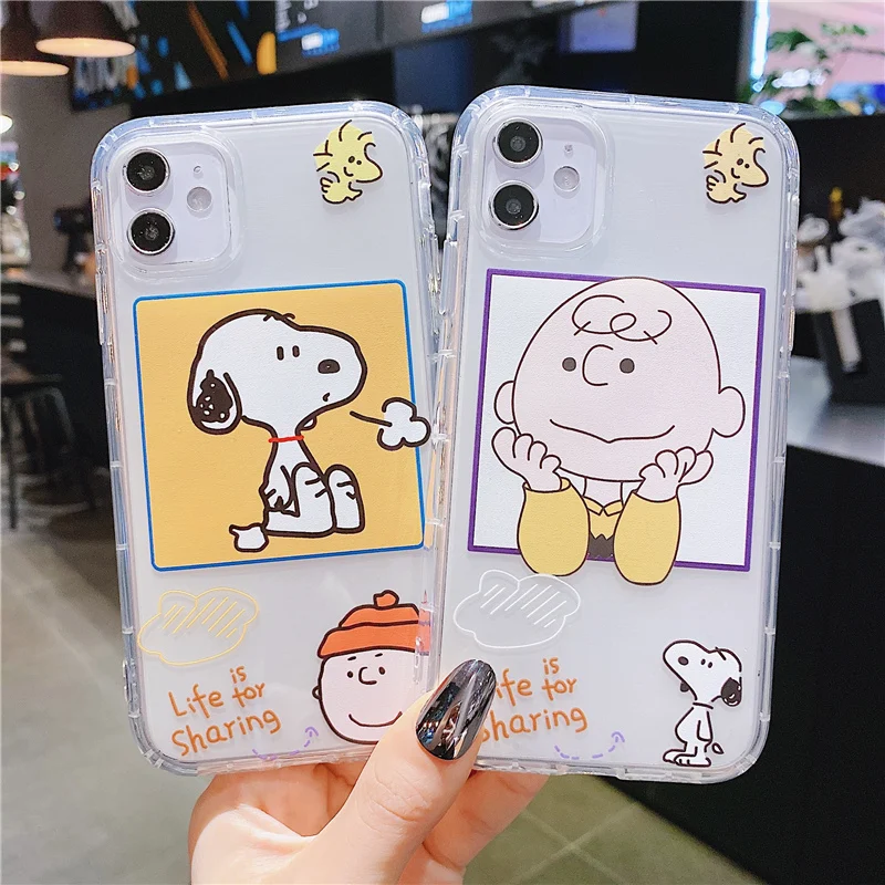 

Cartoon Frame Dog Couple Soft Phone Case for iPhone 11Pro Max for iPhone X XR XS Max 6 7 8 Plus Phone Cover Transparent Case