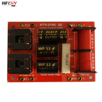 

HIFIDIY KTV-210C 2 Way 3 speaker Double treble (Tweeter*2+ bass) Unit HiFi KTV Speakers audio Frequency Divider Crossover Filter
