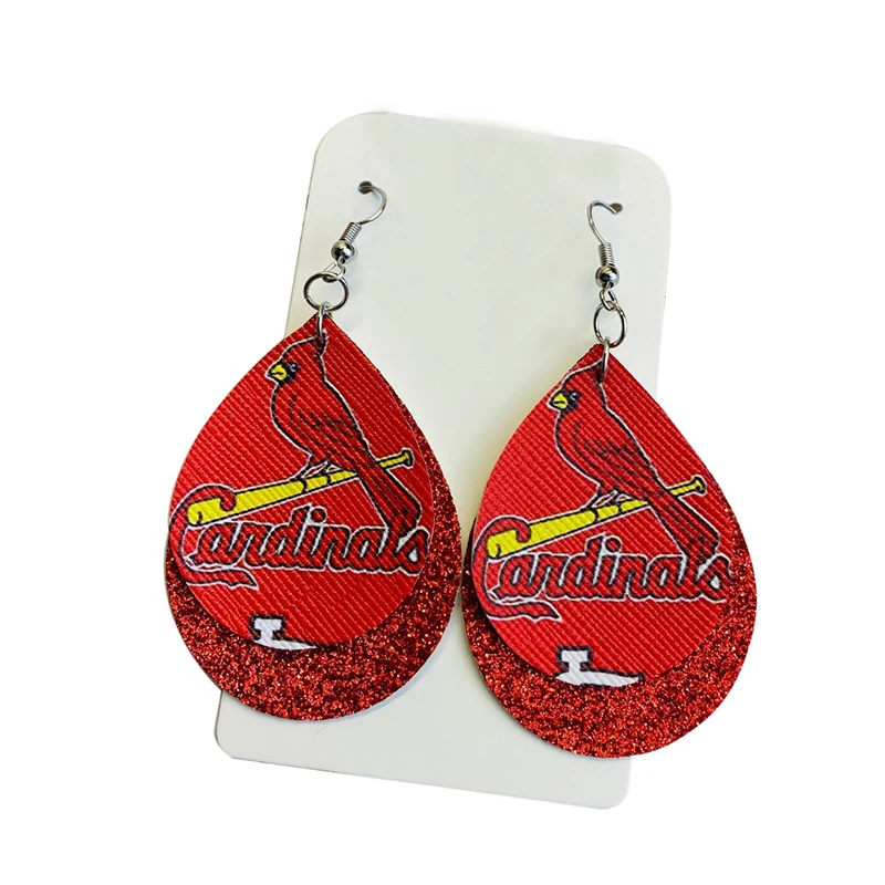 Серьги из искусственной кожи Cardinals Football Fans Gillter многослойные серьги капли легкие