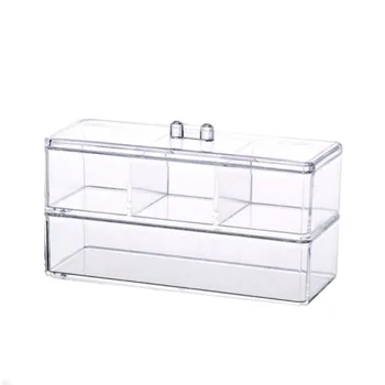 

Acrylic Drawer Holder Box 4 Grids 2 Layers Clear Acrylic Cosmetics Storage Box