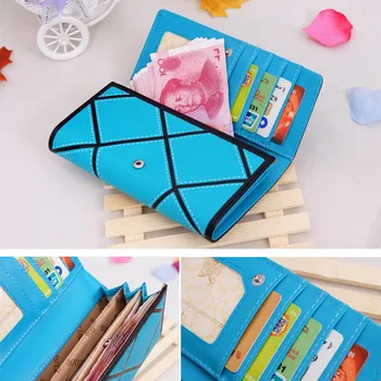 

Women PU Leather Hasp Long Geometric Pattern Purse Tri-fold Wallet Card Holder Cash Coin Handbag EIG88