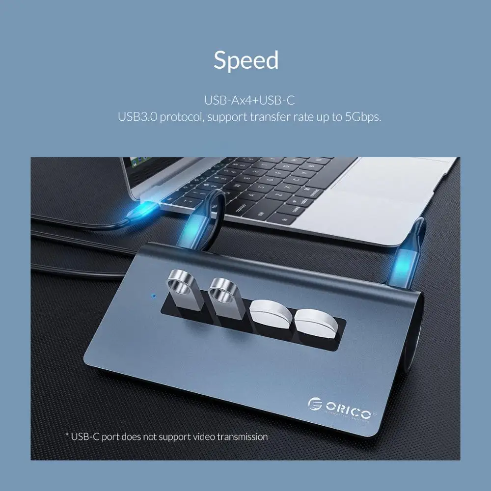 Высокоскоростной usb-концентратор ORICO из алюминиевого сплава с разъемом type-C для нескольких разъемов HDMI usb 3,0 PD 60 Вт RJ45 кард-ридер аудио OTG адаптер док-станция USB разветвитель