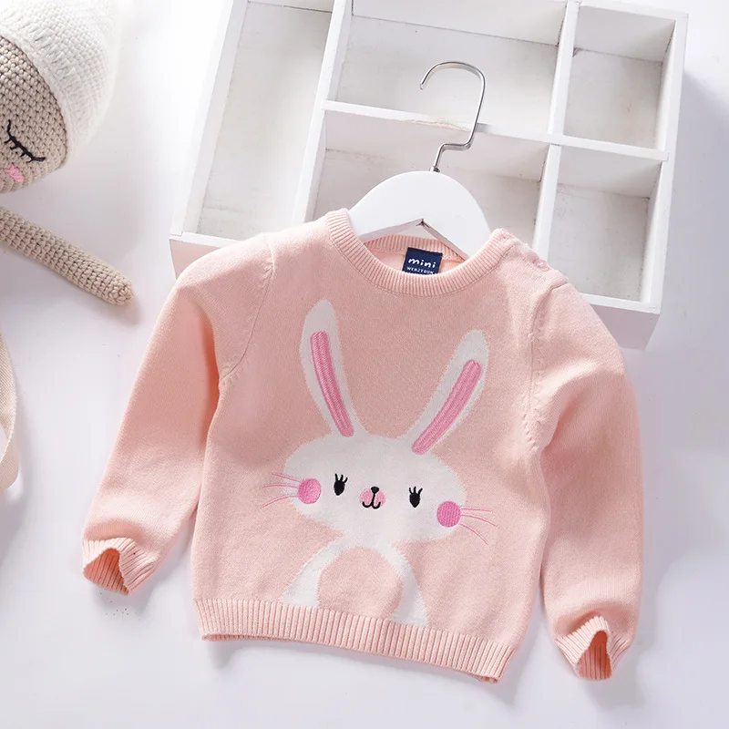 Пуловер для маленьких девочек; свитер; стильный свитер с милым кроликом для малышей; сезон осень-зима; От 1 до 3 лет свитер для малышей; 19