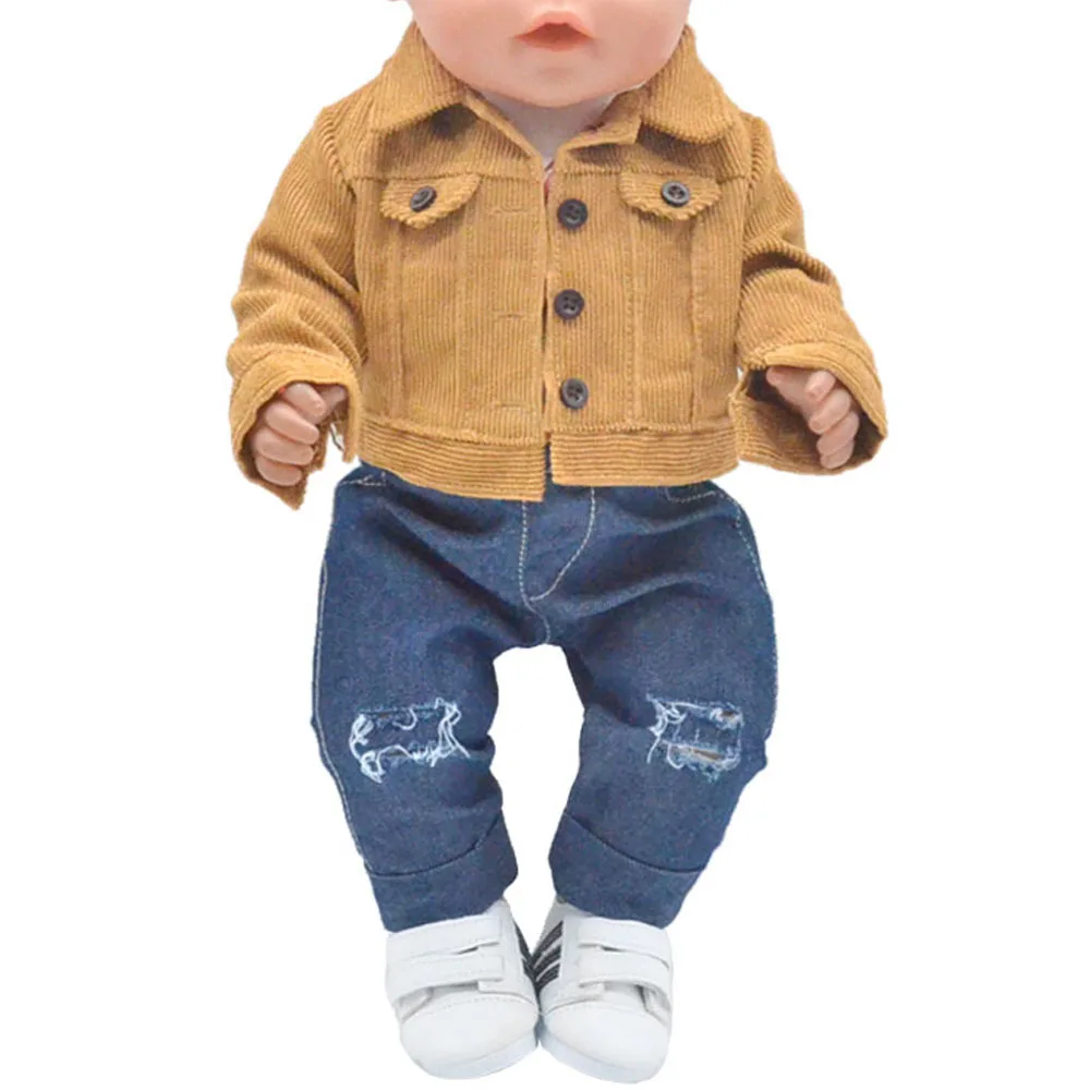 mini Doll clothes Fashion jackets, jeans, coats, shoes fits 45 cm American doll and new born doll accessories 3