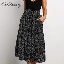 Sollinarry весна осень Плиссированные Юбки Женские винтажные Цветочные черные повседневные юбки женские юбки с высокой талией