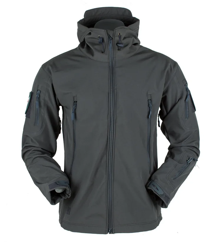 

Army Shark Skin Soft Shell Clothes Tactical Windproof Waterproof jacket men Flight Pilot Hood Coat Military Field bomber Jacket
