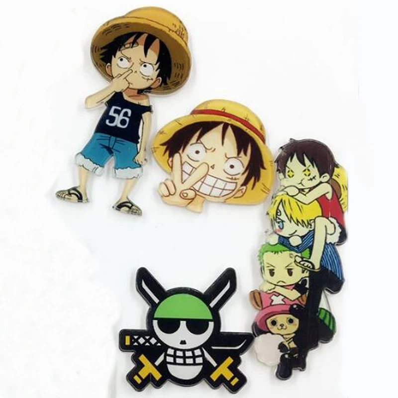 

1 PC Acrylic Brooch Cartoon Anime One Piece Luffy Chopper Brooches Backpack Student Clothes Brooches Pins Bag Decor Brooch Badge