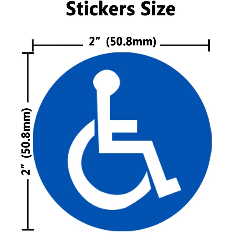 Disabled Wheelchair Symbol Labels Handicapped Access Sticker Sign Round Convenient Decals For Handicapped Parking 2 inch 60 Pcs
