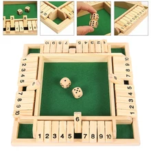 

Board Game Four Sided 10 Numbers Shut The Box Board Game Set Dices Game Set for 4 People Friends/Family Pub Bar Party Supplies