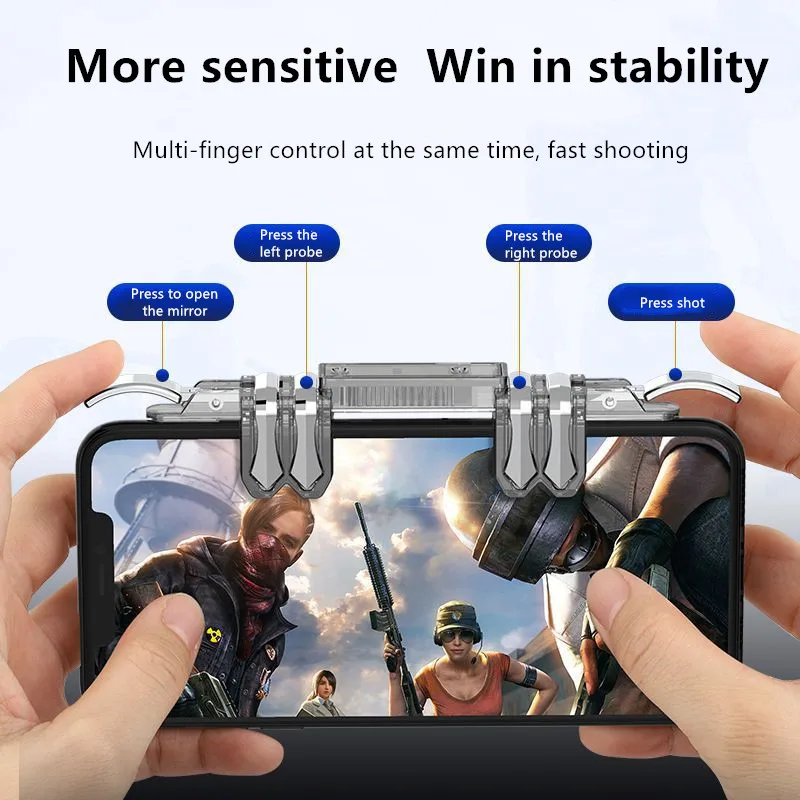 Z06 Mobile Game Controller 6 Finger for PUBG Phone Gamepad Trigger L1 R1 Aim Shooting Alloy Key Button Joystick for IOS Android