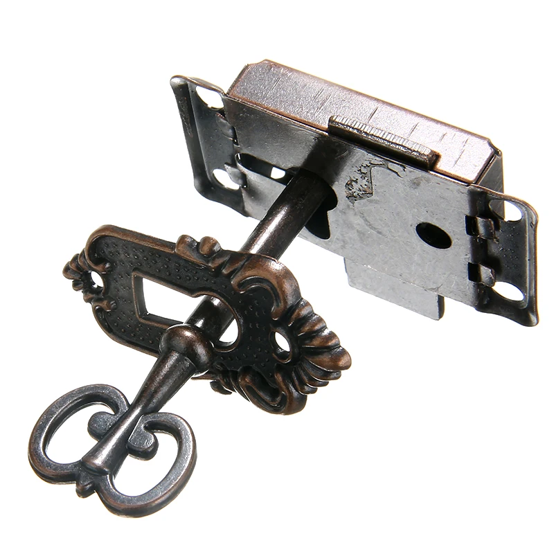 53*27mm Vintage Lock Cabinet Door Lock Set with Key for Drawer Wardrobe Furniture Drawer Lock Replacement