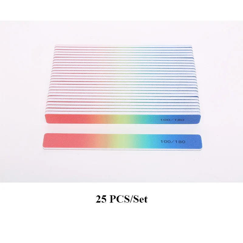 25 PCS Rectangular 25 шт./компл. Пилочки для ногтей 100 180 Профессиональный гель Лаки наждачной бумагой буфера Limas красочные ногтей фильтром воздуха полировальные инструменты для маникюра ногтей - Цвет: 25 PCS Rectangular