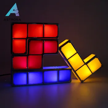 

ASTRORA Kids Night Light DIY Tetris Puzzle Lights Stackable Cube Creative Toy Bedside Colorful LED Lamp Decor Children' s Gifts