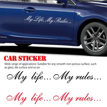 

Car Stickers My life My Rules Personality Text Reflective Stickers Decals Auto Sticker Car Decoration Accessories