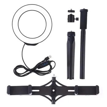 

PULUZ New Tripod Mount + Extension Rod+Live Broadcast Dual Phone Bracket+6.2 inch 16cm LED Ring Vlogging Video Light Kits