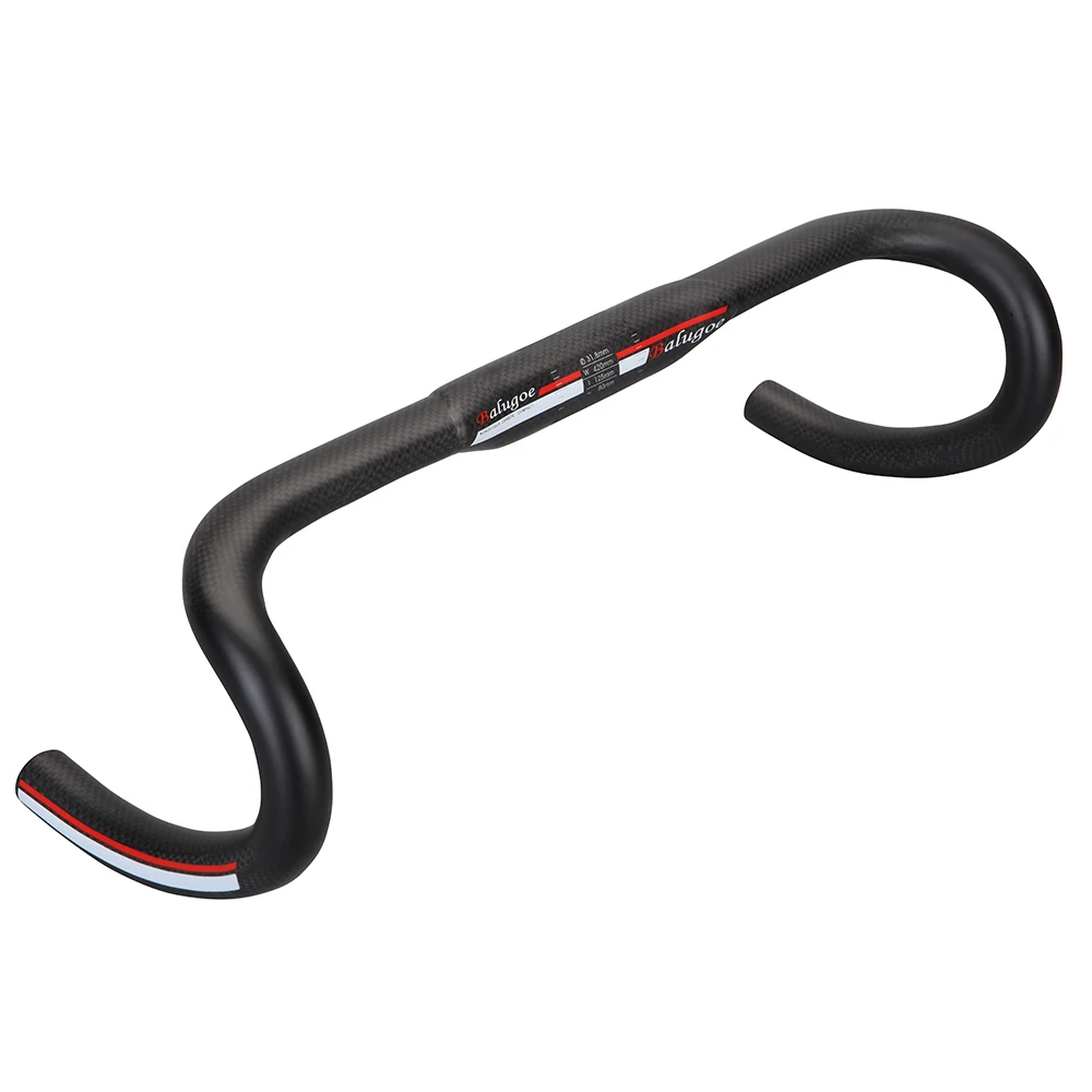 Carbon Fiber Black Road Bike Handle Frosted Curved Slots Fall Handlebar 3 K 31.8 * 380*400/420 / 440m | Спорт и развлечения