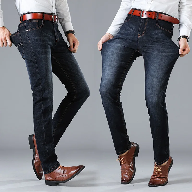 2019 новые мужские эластичные джинсы Летняя мужская Корейская версия просторная легкая джинсы модные удобные приталенные Длинные прямые