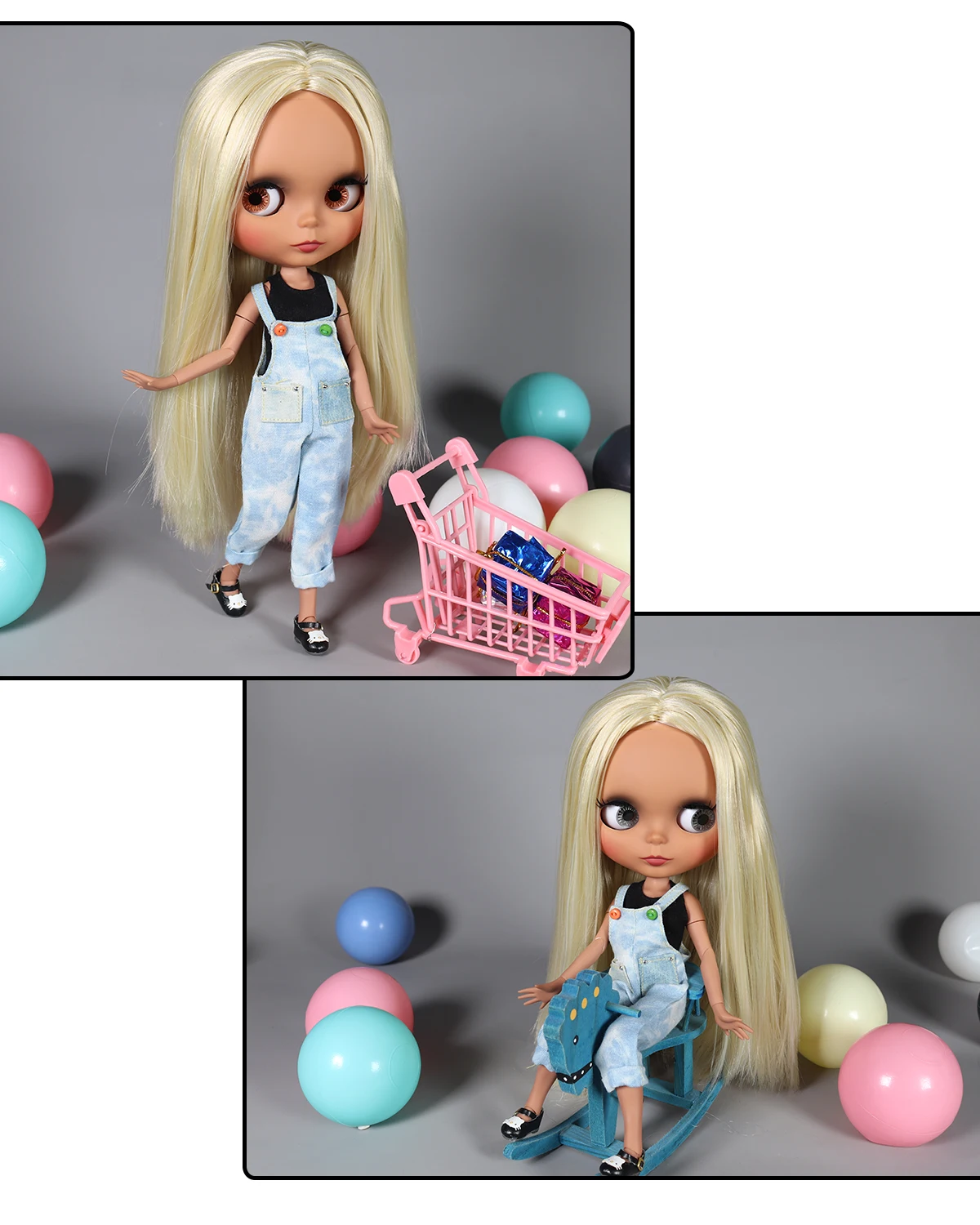 Harriet – Premium Custom Neo Blythe Doll with Blonde Hair, Dark Skin & Matte Cute Face 1