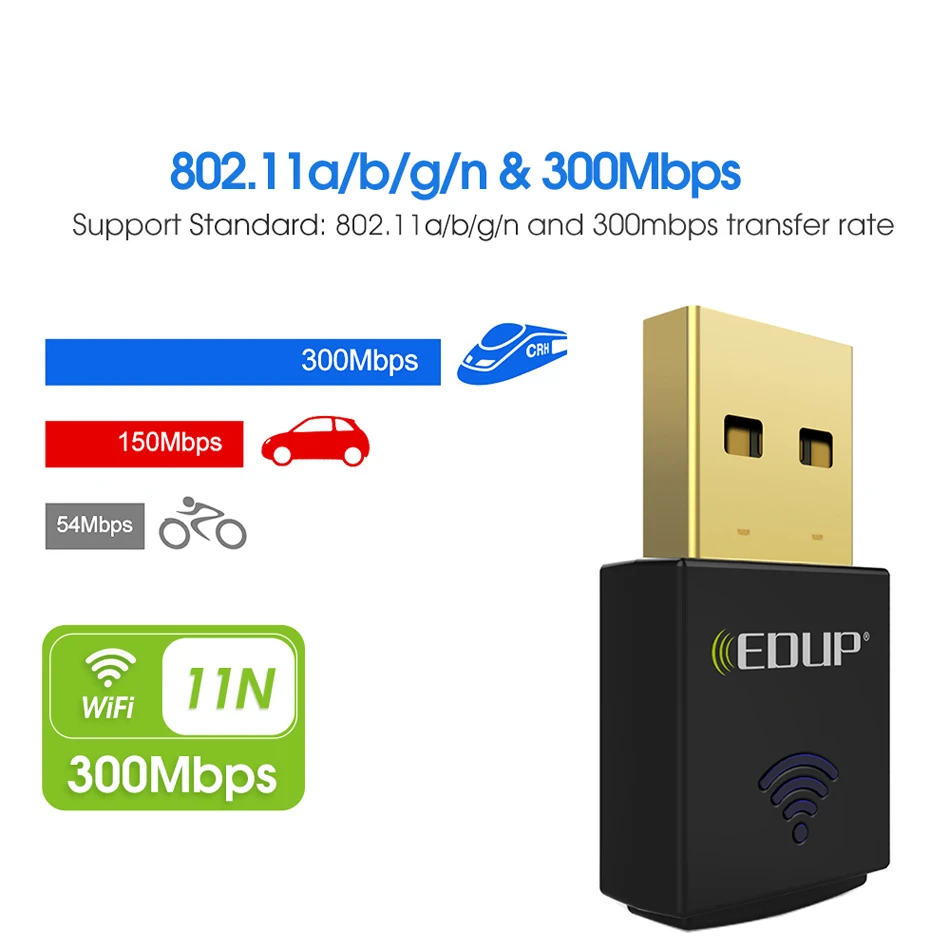 EDUP EP-N1557 Realtek RTL8192EU 300Mbps USB WiFi 어댑터 2.4GHz 무선 네트워크 카드 동글 도매 100 개/몫