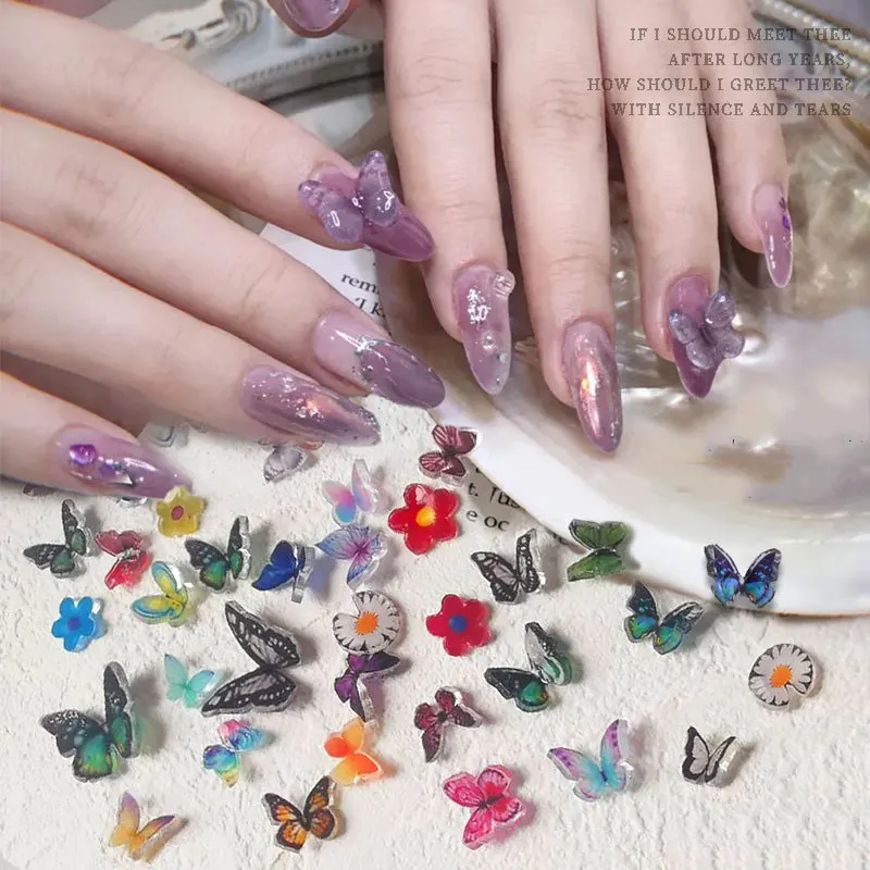 

3D Butterfly Nail Rhinestones Colorful DIY Design Decals Nail Art Decoration Nails Sticker Mixed Size Nail Accessories