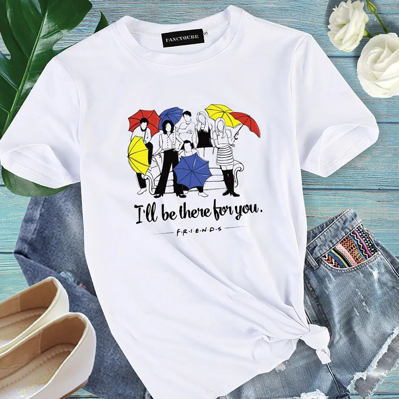 Футболка с готическим рисунком Friends Tee Harajuku женская футболка с буквенным принтом с коротким рукавом и круглым вырезом Женские топы