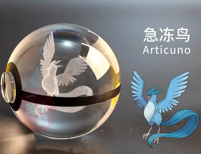 Новинка 5 мм стильная необычная 3d лампа Dream Mew Pokemon Ball с гравировкой хрустальный шар с подарочной коробкой светодиодный буквенный светильник - Цвет: Diameter 5cm