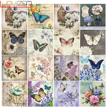 

5D Diy Diamond Painting "Butterfly Flower Landscape" Diamond Pictures Cross Stitch Rhinestone Diamond Embroidery Home Decor