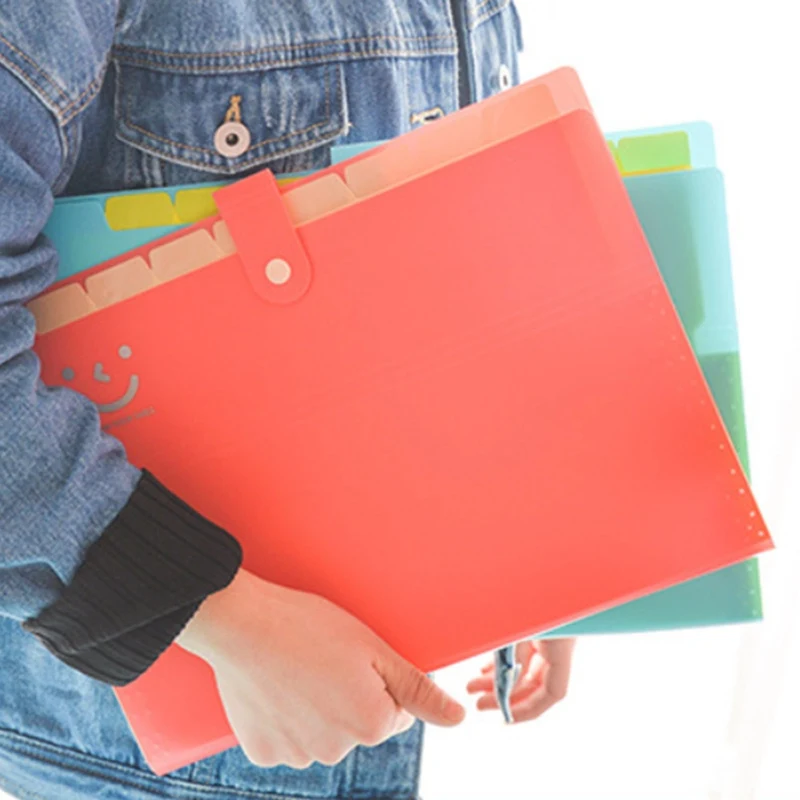 Cute Smile Face 8 Grids Organ Bag A4 Document Bags Organizer Paper Holder Business Expanding File Folder Office School Supplies