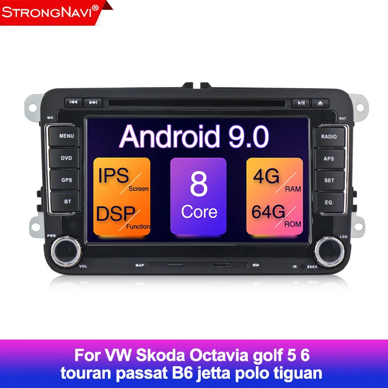 IPS DSP 4+64G Car Multimedia player 2 Din DVD For VW/Volkswagen/Golf/Polo/Tiguan/Passat/b7/b6/SEAT/leon/Skoda/Octavia | Автомобили и