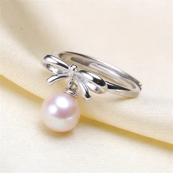 

Trendy style 925 Silver Pearl Ring Finger Ring Adjustable Resizable Ring Findings and Component Jewelry Part Fitting Accessorie