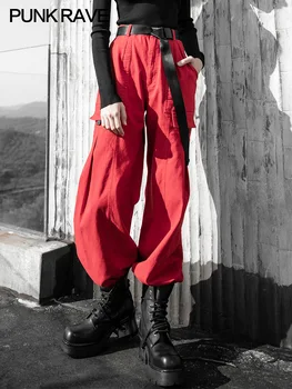 

PUNK RAVE Women Beaming Overalls Women's Autumn and Winter New Large Pocket Casual Loose Pants