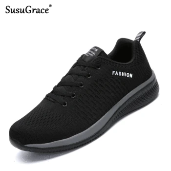 

SusuGrace Men Sneakers Outdoor Shoes Air Mesh Shoes Ultralight Breathable Flying weaving footwear Men Trainers plus size 38-48