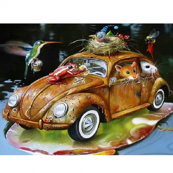 

30x40 size Diamond Painting Cross Stitch car mouse frog DIY 5D Diamond Mosaic Embroidery Picture of Rhinestone full Home Decor