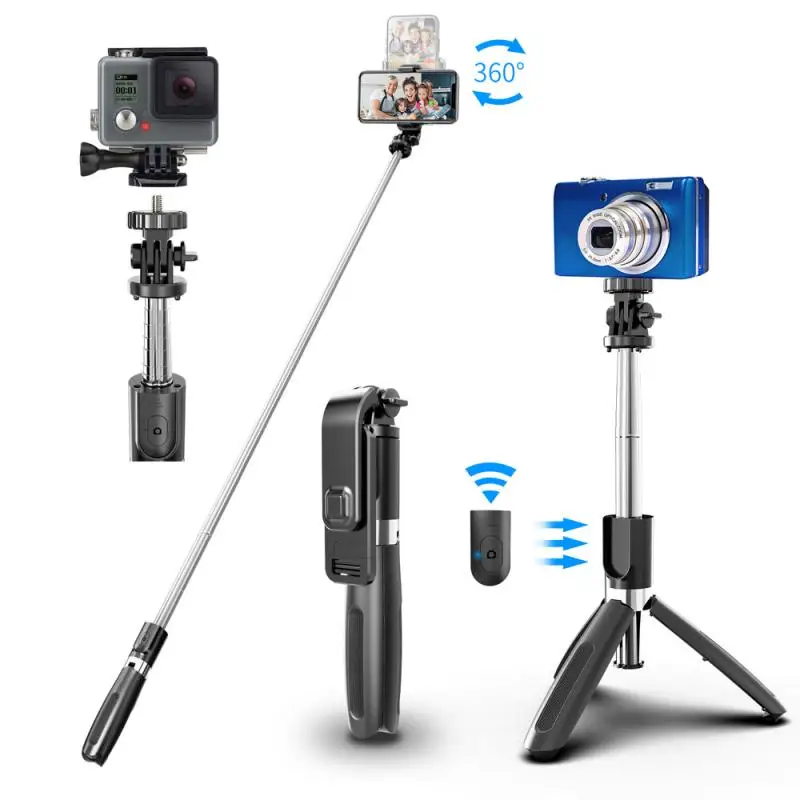 Extensible inalámbrico Selfie Stick trípode teléfono Self Stick con Bluetooth remoto para iPhone IOS Android Gopro deportes Cámara de Acción