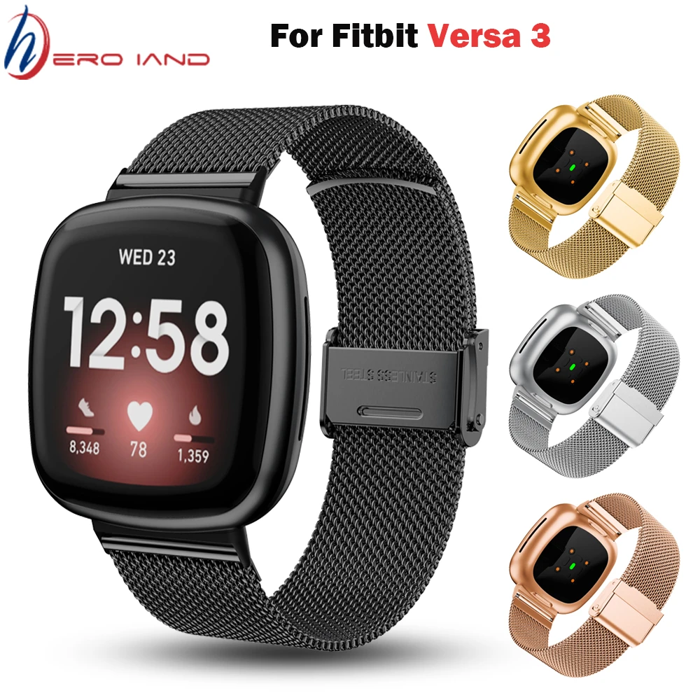 Correa de Metal de acero inoxidable para Fitbit Versa 3, de muñeca compatible con FITBIT Verse 2, accesorios para Fitbit inteligentes| - AliExpress