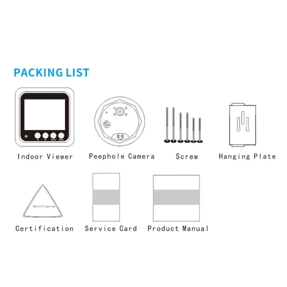 W5 2.4 Inch TFT Color Screen Display Home Smart Doorbell Security Door PIR Mobile Detection Camera Electronic Cat Eye