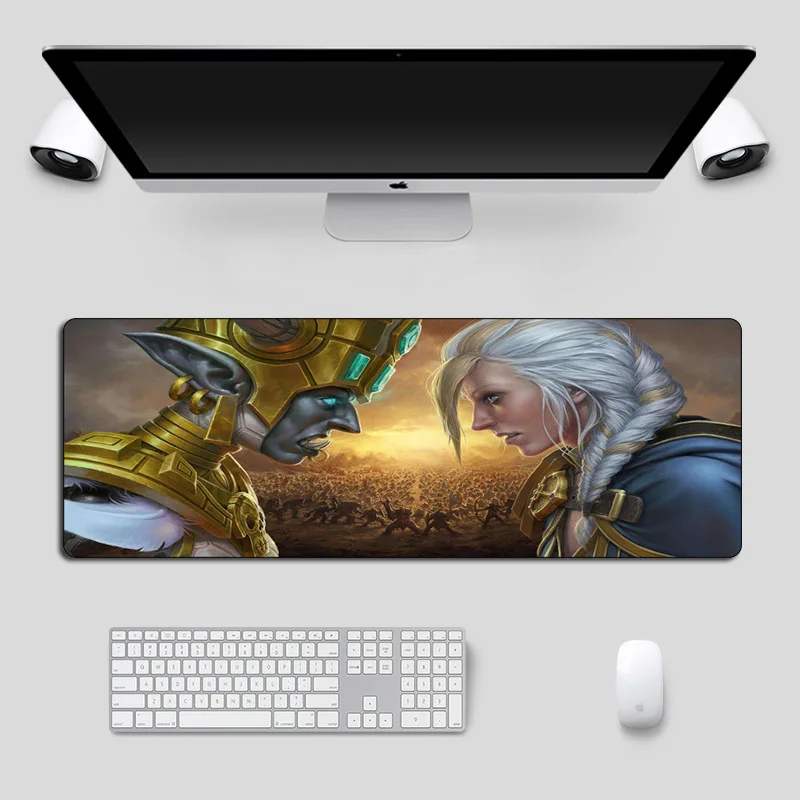 Большой игровой коврик для мыши Warcraft 80x30 см, геймер, битва с Azeroth, резиновая запирающая кромка, компьютерная клавиатура, подставка для ноутбука, Настольный коврик