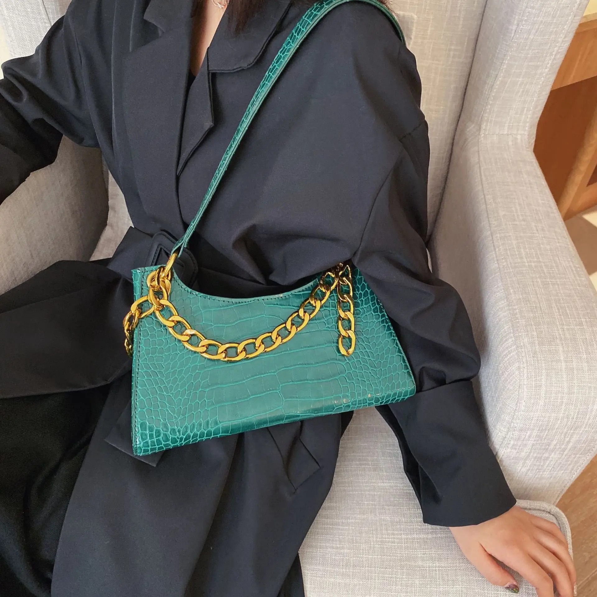 

Elegant Bag Women's 2019 New Style Retro Fashion Versatile Shoulder Bag France Non-mainstream Western Style Fashion Armpit Bag