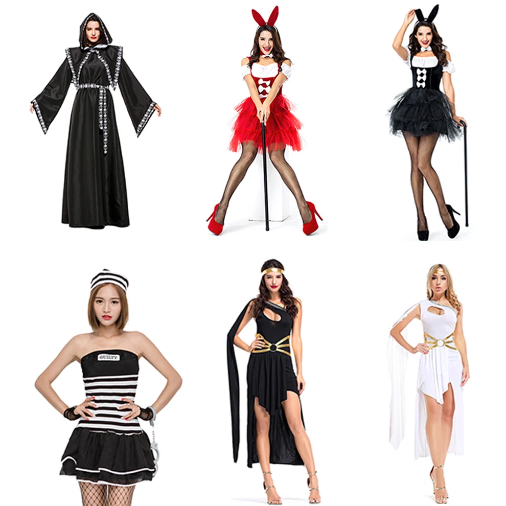 

Halloween Bar Greek goddess bunny girl prisoner transvestite fluffy dress death sickle uniform suit party holiday