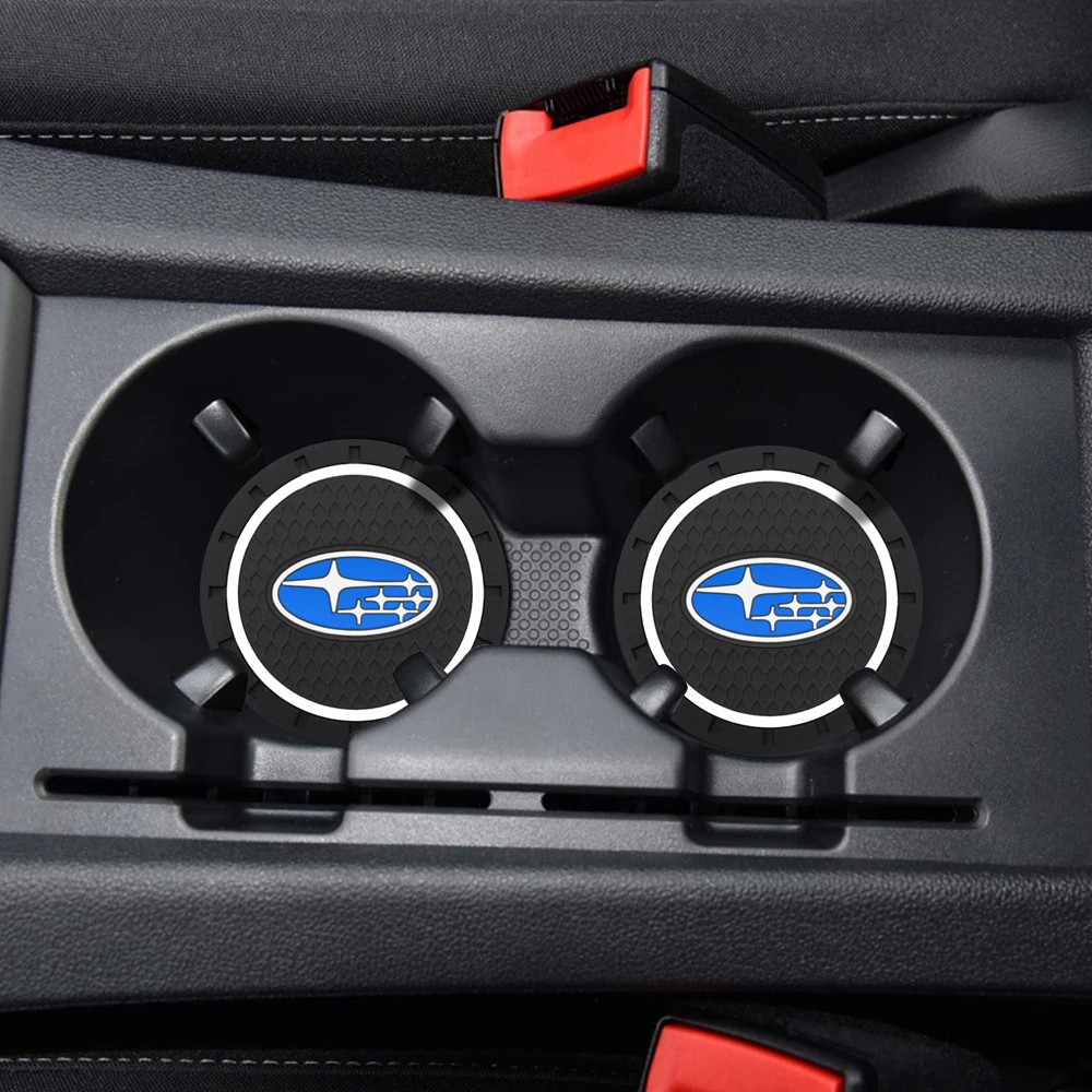 

2PCS Car Coaster Water Cup Mat Silicone Epoxy Non-Slip Coaster For Subaru FORESTER OUTBACK XV BRZ Impreza STI Tribeca LEGACY WRX