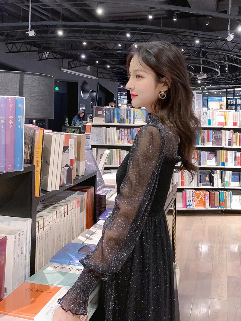 

Photo Shoot 7922 Spring And Summer New Style Gauze Joint Mock Two-Piece Ladies' Dress