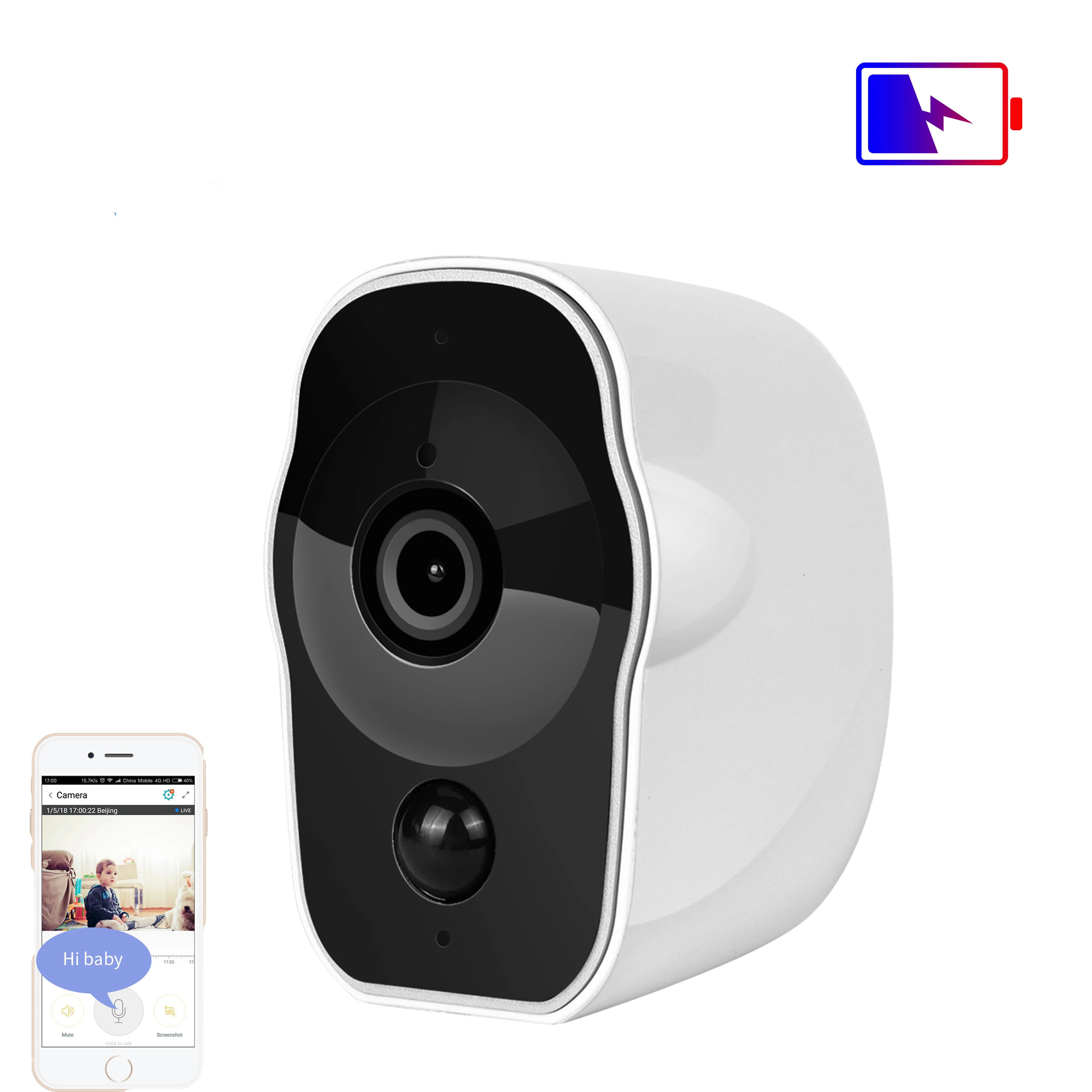 Wireless Battery Powered IP Camera wifi 1080P Indoor Home Surveillance Security CCTV Rechargeable IR Record Audio |