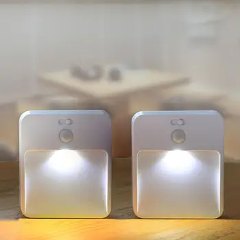 

Sensor LED Night Lamp Plastic Human Body Induction Emergency Light Battery Powered White Lighting for Home Bedroom Corridor