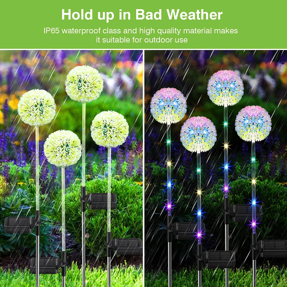 1/2pcs LED Solar Light Dandelion Flower Ball Outdoor Waterproof Garden Street Lawn Stakes Fairy Lamps String Yard Art Decoration