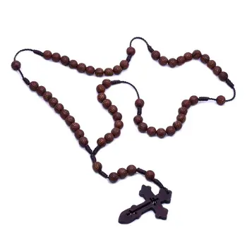 

Handmade Men Cross Catholic Rosary Beads Pendant Necklace Religious Chain Vintage Jewelry Charm Gift