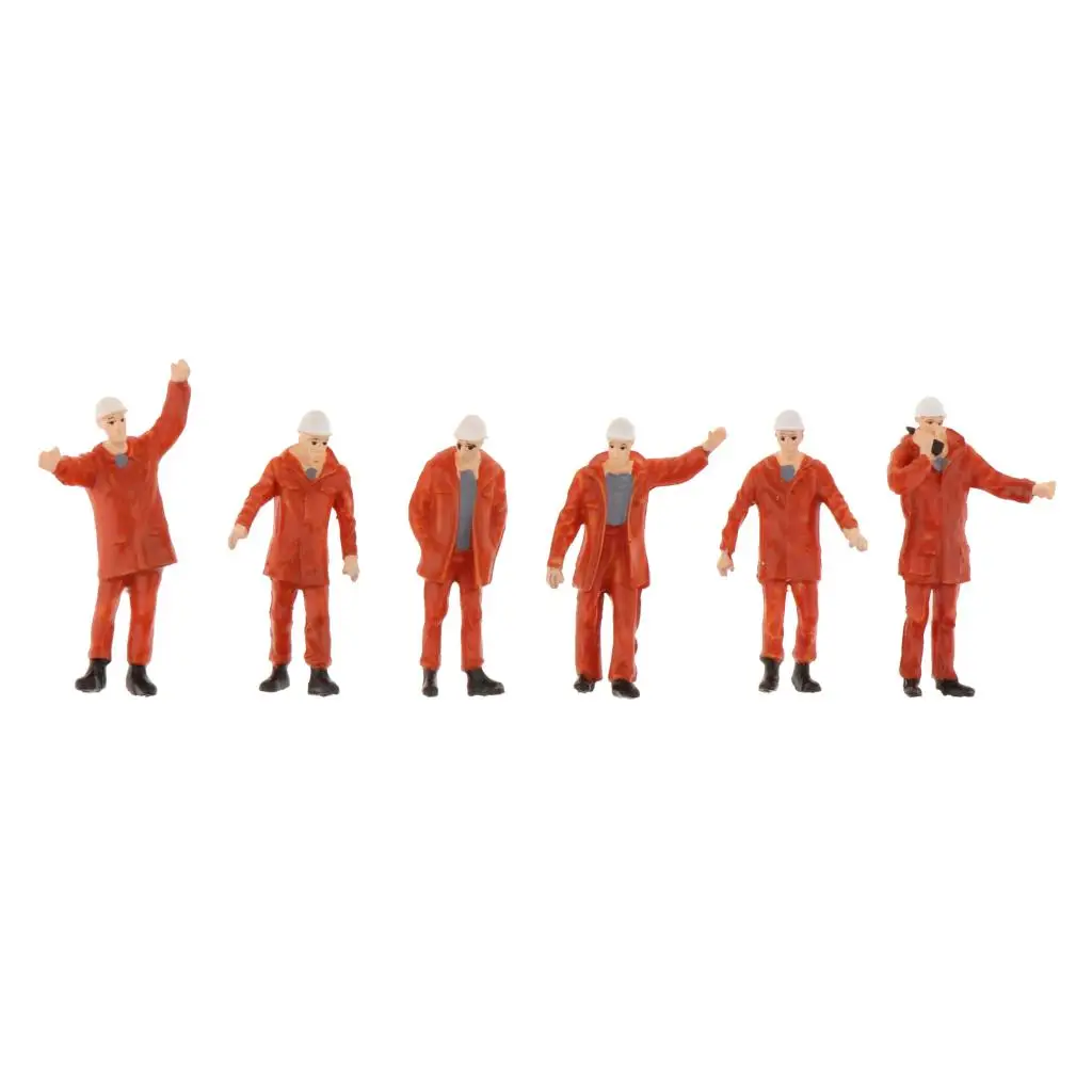 Lot 6 Small People Figurines, 1:50 Scale Model Trains Architectural Plastic People Figures Tiny People for Miniature Scenes