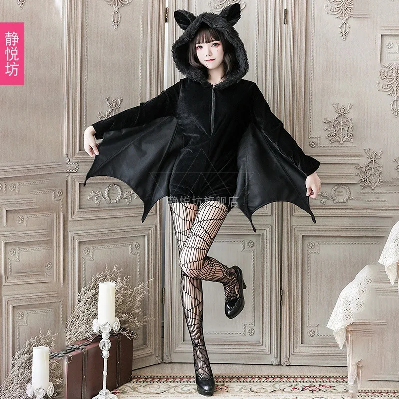 

Halloween Costume Black Evil Horror Vampire Bat Demon Costume Cosplay Ghost Queen Outfit gothic lolita dress