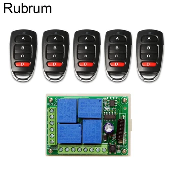 Rubrum 433MHz Universal Wireless Remote Control DC 12V 4CH Relay Receiver Module RF Switch Remote Control For Gate Garage Opener hot dc24v 4ch rf wireless remote control switch system 4receiver