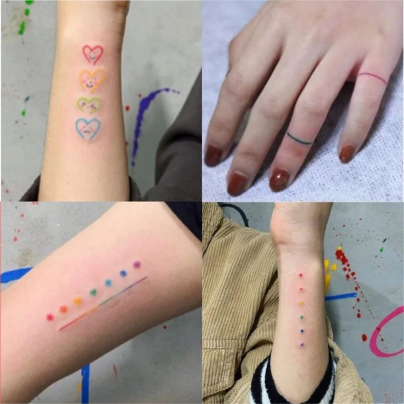 30pcs/lot HyunA ins Series Small Colorful Rainbow Expression Waterproof Temporary Tattoo Sticker Face Hand Body Art Fake Tattoo