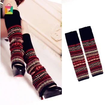 

Autumn and Winter Fluorescent Camouflage Bohemian Thick Yarn Pile Style Foot Sock Women's Over-the-Knee Warm Boot Glittery